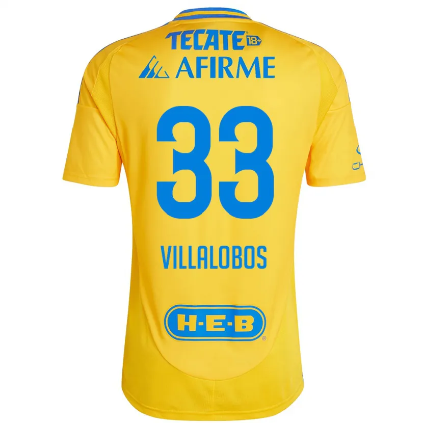 Danxen Mænd Vania Villalobos #33 Guld Gul Hjemmebane Spillertrøjer 2024/25 Trøje T-Shirt