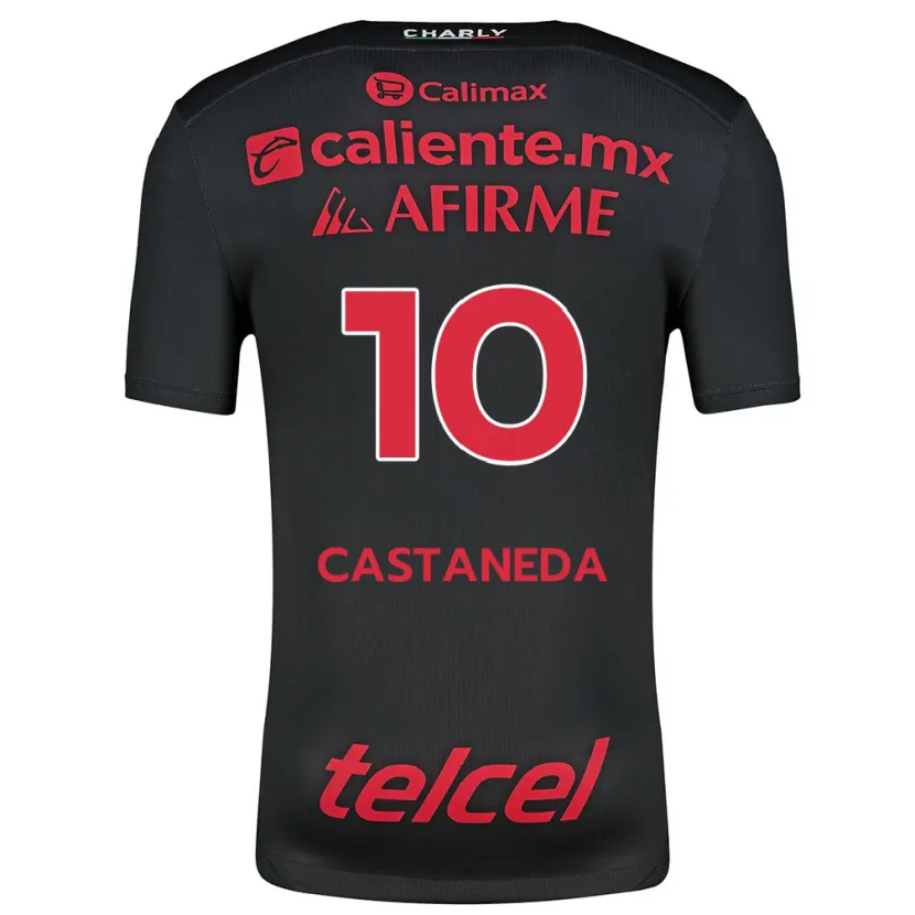 Danxen Mænd Kevin Castañeda #10 Sort Rød Hjemmebane Spillertrøjer 2024/25 Trøje T-Shirt