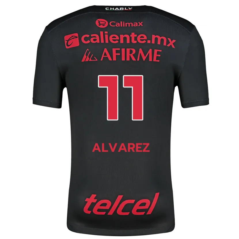 Danxen Mænd Efraín Álvarez #11 Sort Rød Hjemmebane Spillertrøjer 2024/25 Trøje T-Shirt
