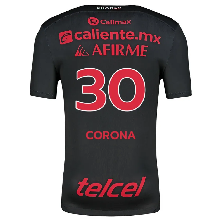 Danxen Mænd Jesús Corona #30 Sort Rød Hjemmebane Spillertrøjer 2024/25 Trøje T-Shirt