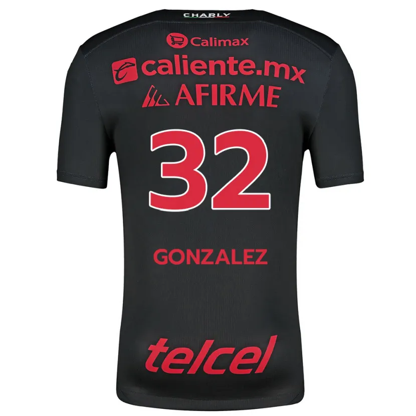 Danxen Mænd Carlos González #32 Sort Rød Hjemmebane Spillertrøjer 2024/25 Trøje T-Shirt