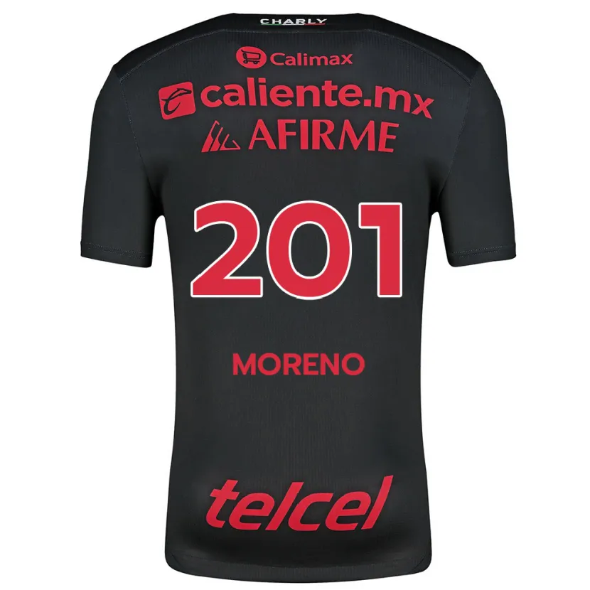Danxen Mænd Jesús Moreno #201 Sort Rød Hjemmebane Spillertrøjer 2024/25 Trøje T-Shirt