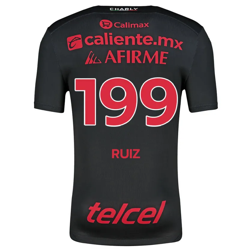 Danxen Mænd Emilio Ruiz #199 Sort Rød Hjemmebane Spillertrøjer 2024/25 Trøje T-Shirt