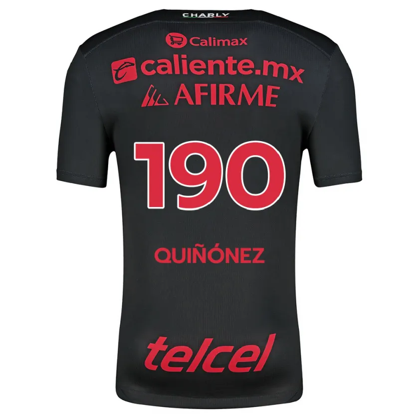 Danxen Mænd Martín Quiñónez #190 Sort Rød Hjemmebane Spillertrøjer 2024/25 Trøje T-Shirt