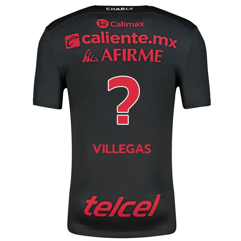 Danxen Mænd Óscar Villegas #0 Sort Rød Hjemmebane Spillertrøjer 2024/25 Trøje T-Shirt