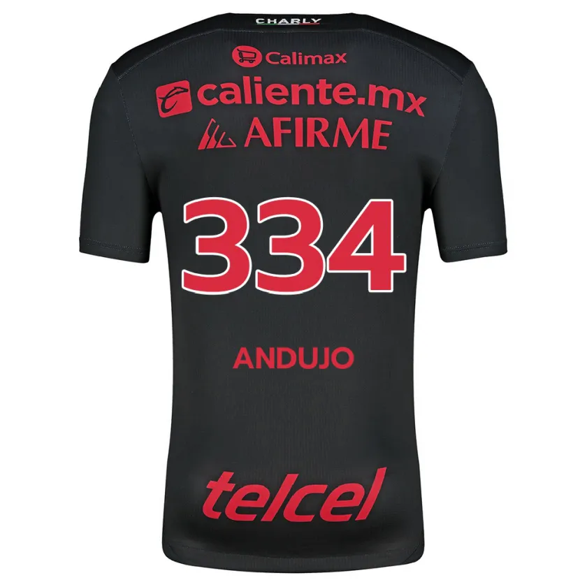 Danxen Mænd Favio Andujo #334 Sort Rød Hjemmebane Spillertrøjer 2024/25 Trøje T-Shirt