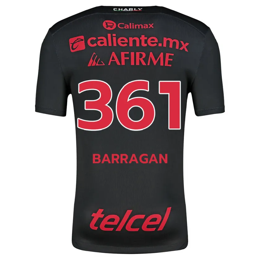 Danxen Mænd Jesús Barragán #361 Sort Rød Hjemmebane Spillertrøjer 2024/25 Trøje T-Shirt