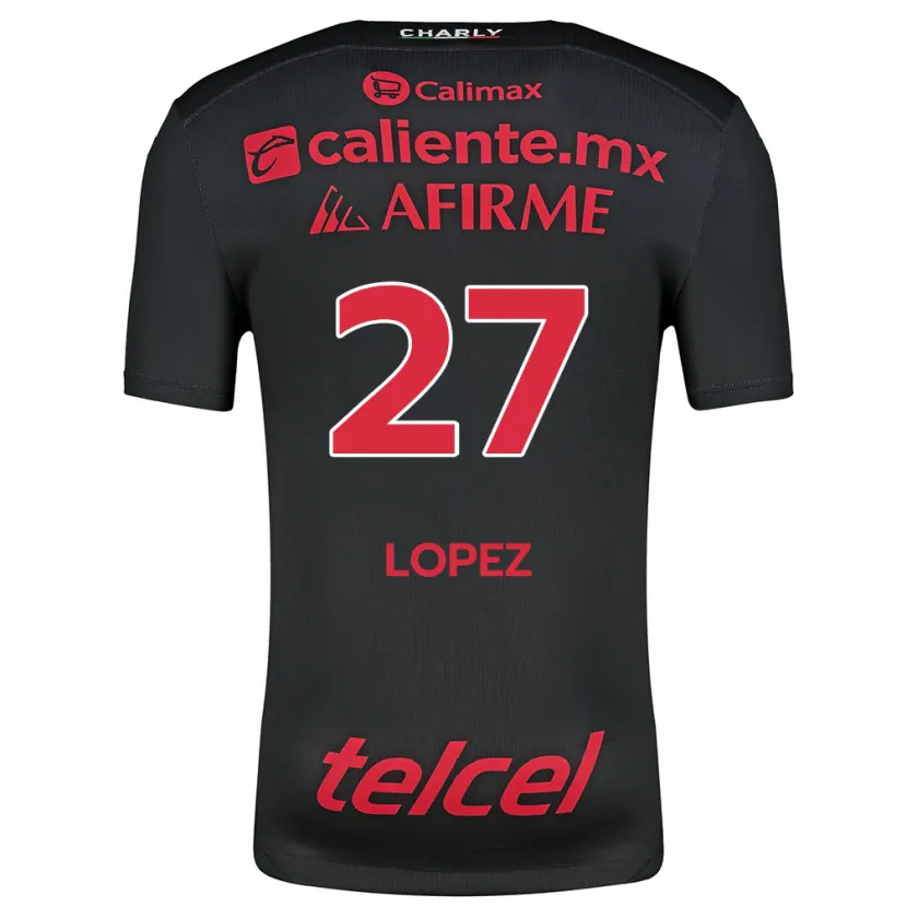 Danxen Mænd Victoria López #27 Sort Rød Hjemmebane Spillertrøjer 2024/25 Trøje T-Shirt