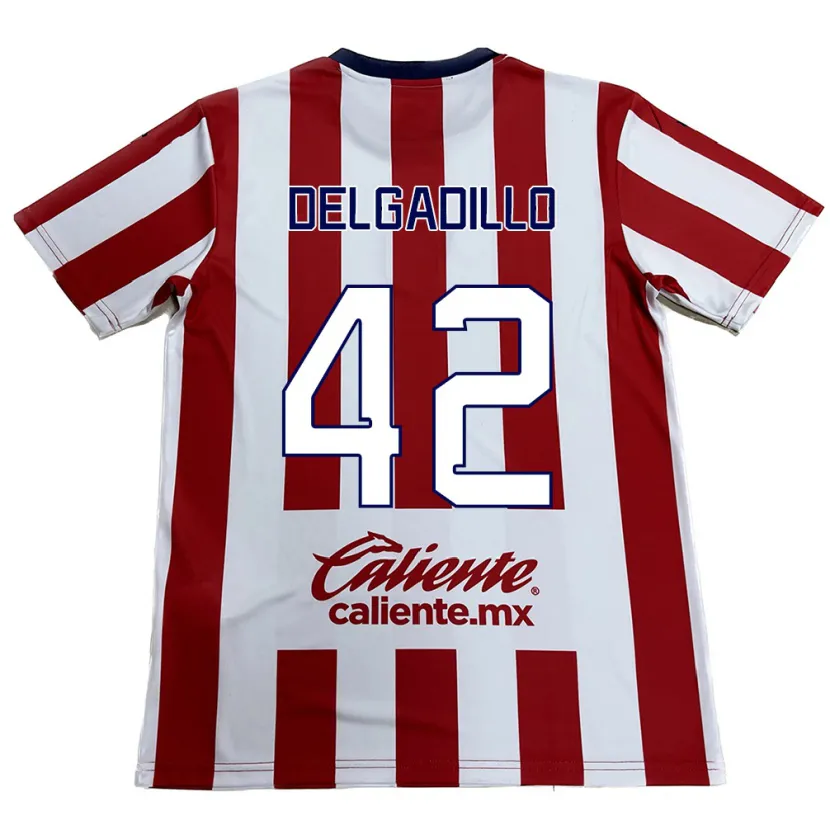 Danxen Mænd Diego Delgadillo #42 Rød Hvid Hjemmebane Spillertrøjer 2024/25 Trøje T-Shirt