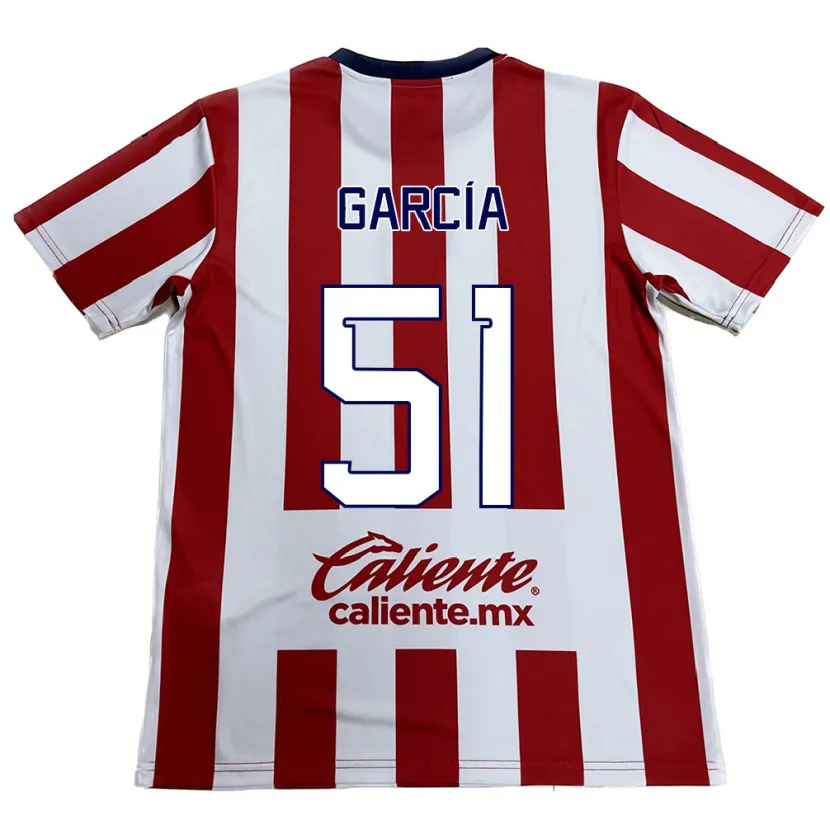 Danxen Mænd Eduardo García #51 Rød Hvid Hjemmebane Spillertrøjer 2024/25 Trøje T-Shirt