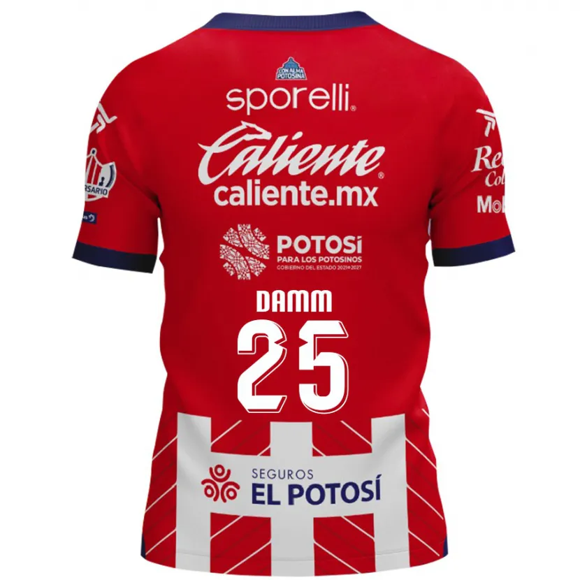 Danxen Mænd Jürgen Damm #25 Rød Hvid Hjemmebane Spillertrøjer 2024/25 Trøje T-Shirt