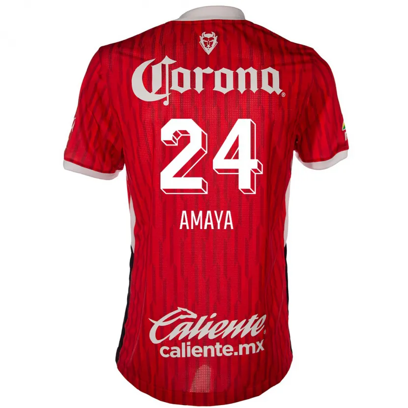 Danxen Mænd Frankie Amaya #24 Rød Hvid Hjemmebane Spillertrøjer 2024/25 Trøje T-Shirt
