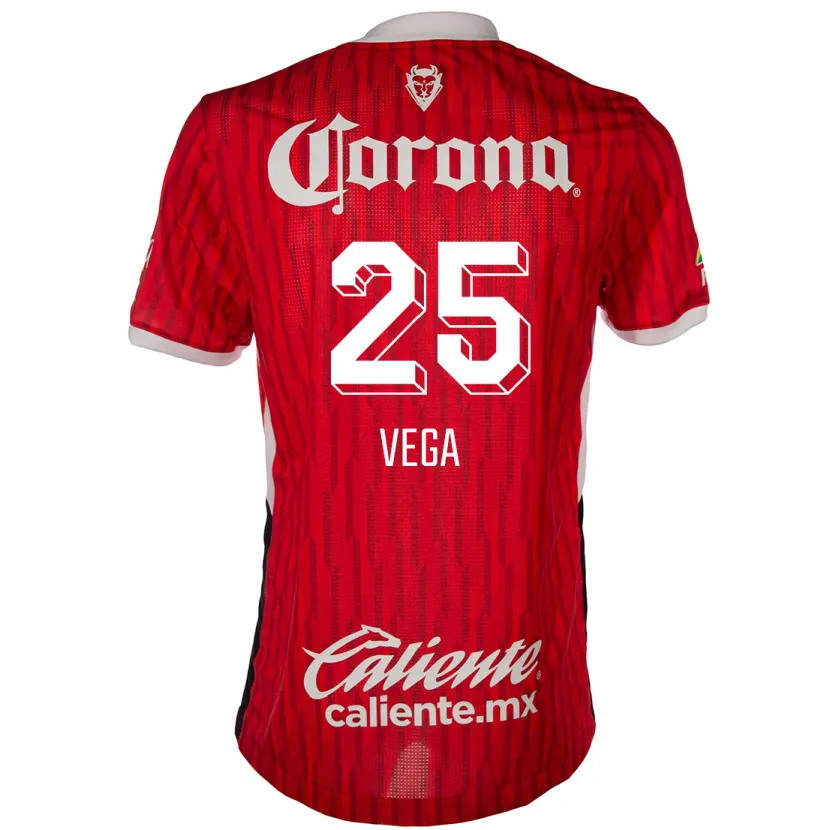 Danxen Mænd Alexis Vega #25 Rød Hvid Hjemmebane Spillertrøjer 2024/25 Trøje T-Shirt