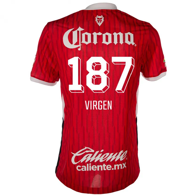 Danxen Mænd Oswaldo Virgen #187 Rød Hvid Hjemmebane Spillertrøjer 2024/25 Trøje T-Shirt