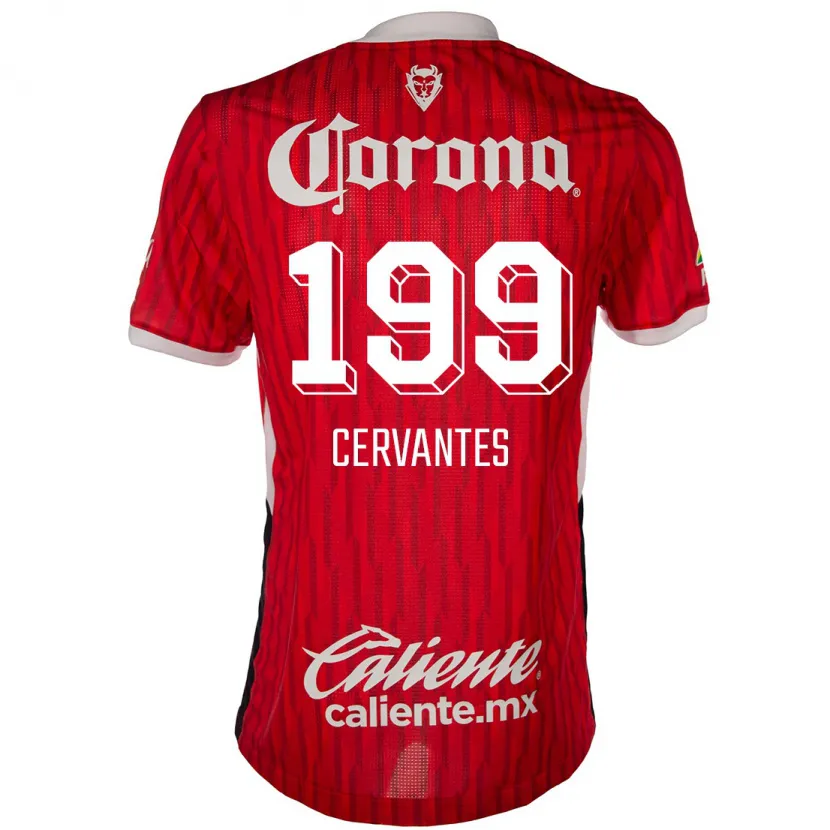 Danxen Mænd Axel Cervantes #199 Rød Hvid Hjemmebane Spillertrøjer 2024/25 Trøje T-Shirt