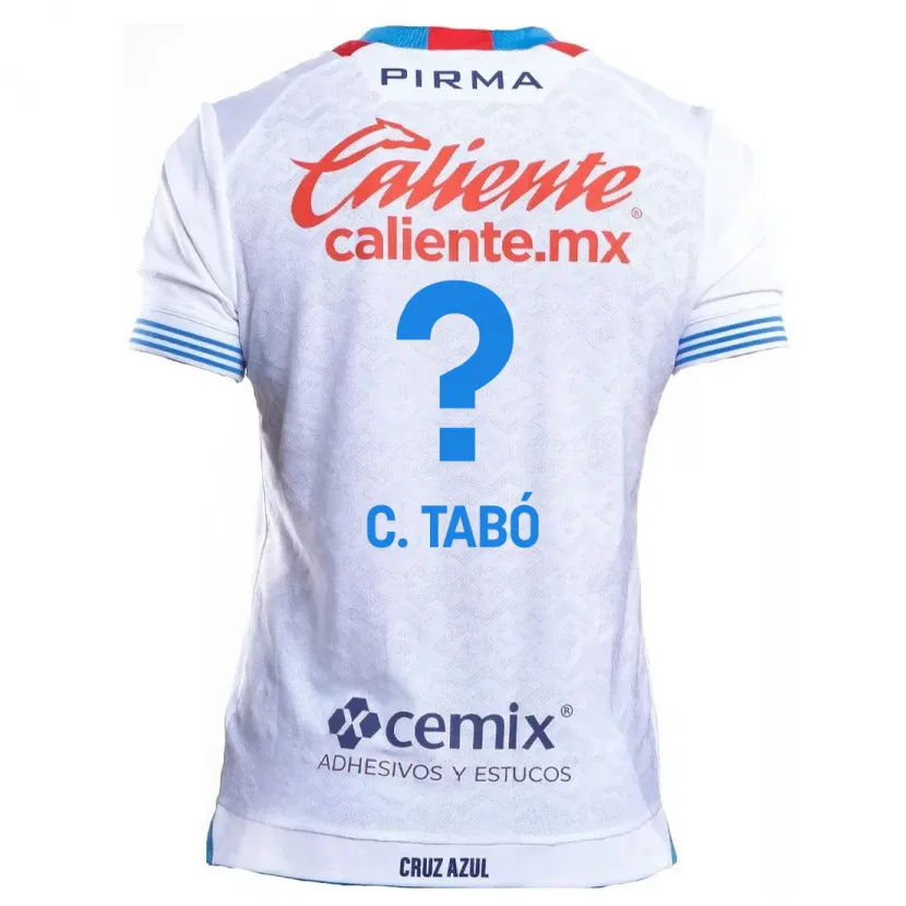 Danxen Mænd Christian Tabó #0 Hvid Blå Udebane Spillertrøjer 2024/25 Trøje T-Shirt