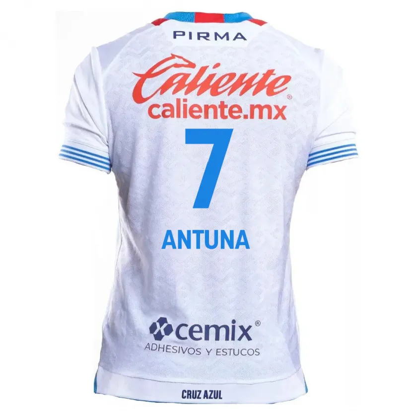 Danxen Mænd Uriel Antuna #7 Hvid Blå Udebane Spillertrøjer 2024/25 Trøje T-Shirt