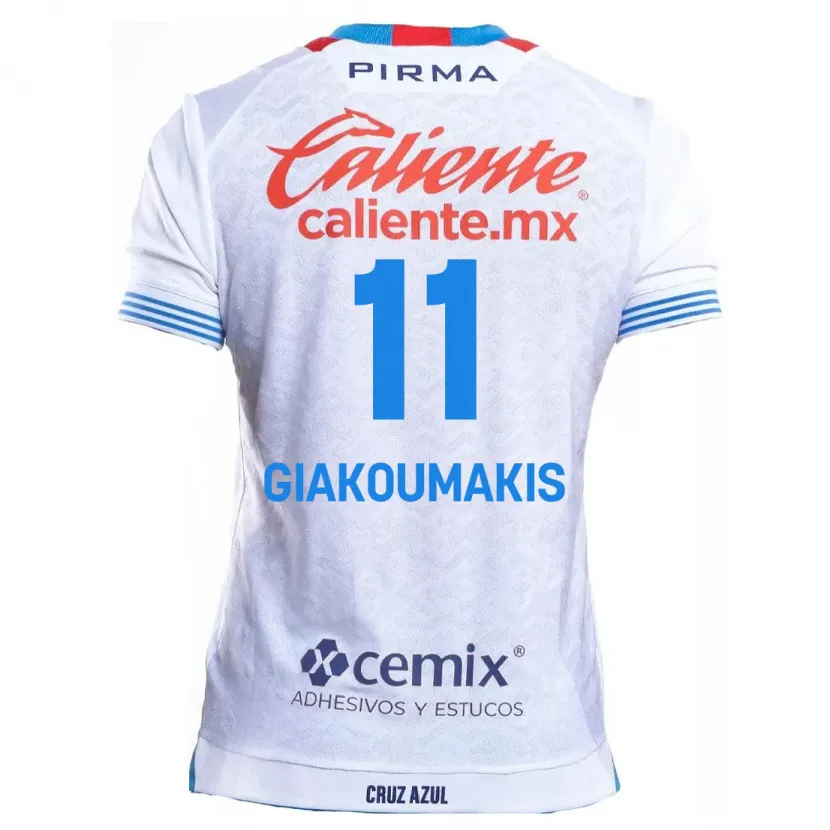 Danxen Mænd Georgios Giakoumakis #11 Hvid Blå Udebane Spillertrøjer 2024/25 Trøje T-Shirt