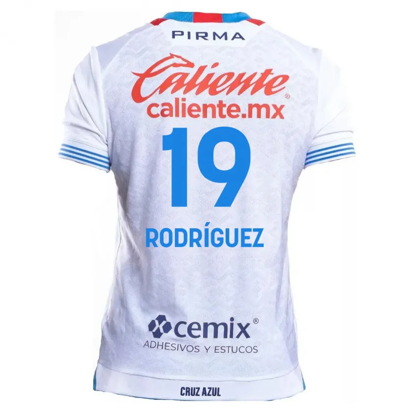 Danxen Mænd Carlos Rodríguez #19 Hvid Blå Udebane Spillertrøjer 2024/25 Trøje T-Shirt
