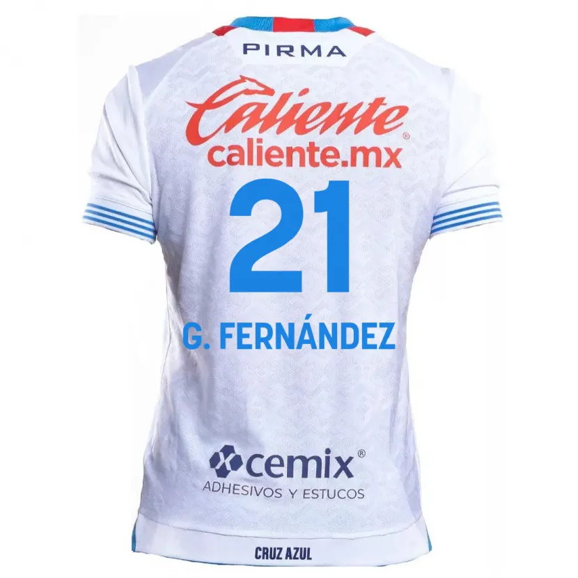 Danxen Mænd Gabriel Fernández #21 Hvid Blå Udebane Spillertrøjer 2024/25 Trøje T-Shirt