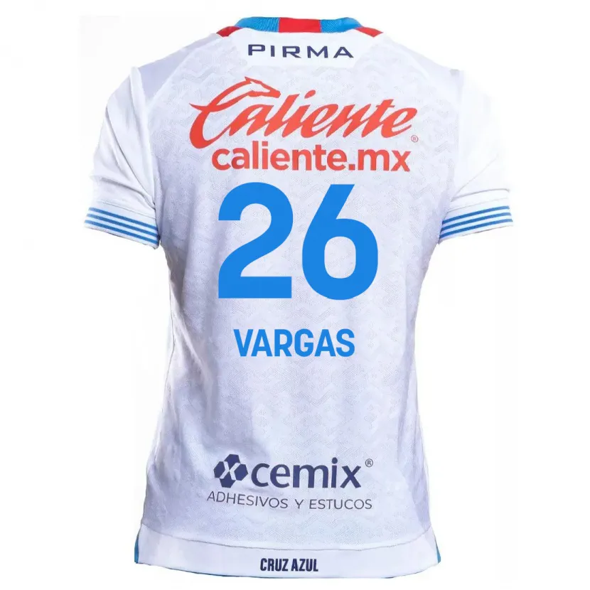 Danxen Mænd Carlos Vargas #26 Hvid Blå Udebane Spillertrøjer 2024/25 Trøje T-Shirt