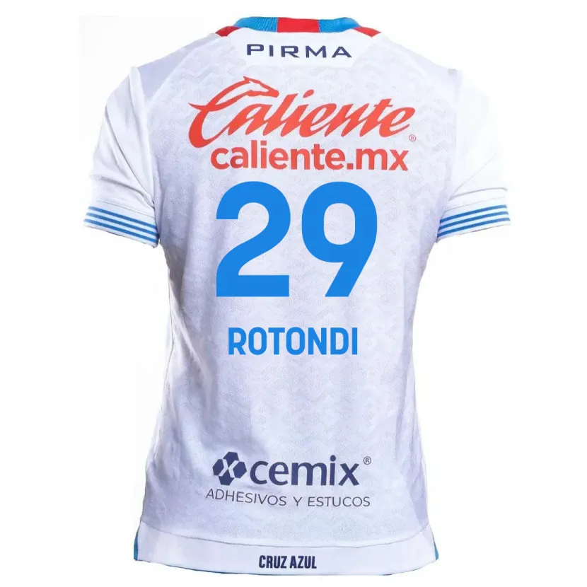 Danxen Mænd Carlos Rotondi #29 Hvid Blå Udebane Spillertrøjer 2024/25 Trøje T-Shirt