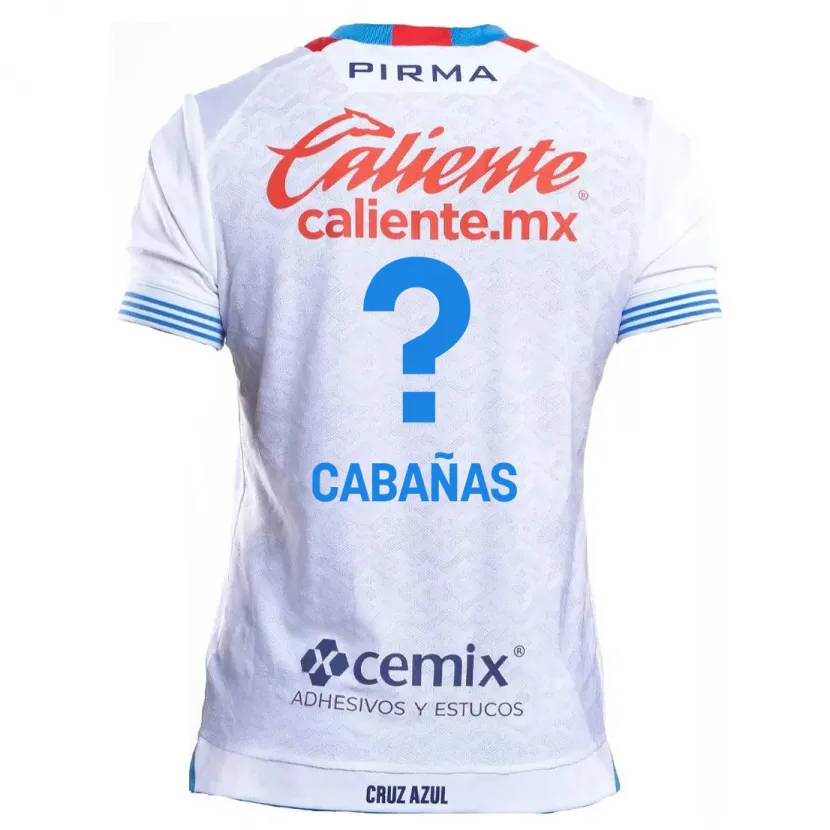 Danxen Mænd Alfredo Cabañas #0 Hvid Blå Udebane Spillertrøjer 2024/25 Trøje T-Shirt