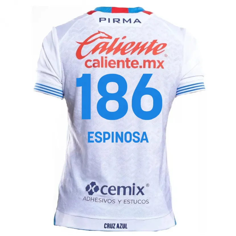 Danxen Mænd Brandón Espinosa #186 Hvid Blå Udebane Spillertrøjer 2024/25 Trøje T-Shirt