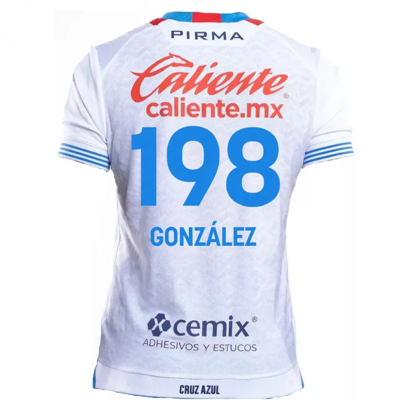 Danxen Mænd Kenneth González #198 Hvid Blå Udebane Spillertrøjer 2024/25 Trøje T-Shirt
