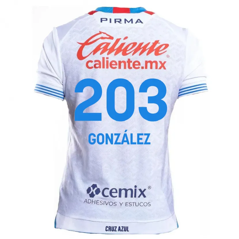 Danxen Mænd Rogelio González #203 Hvid Blå Udebane Spillertrøjer 2024/25 Trøje T-Shirt