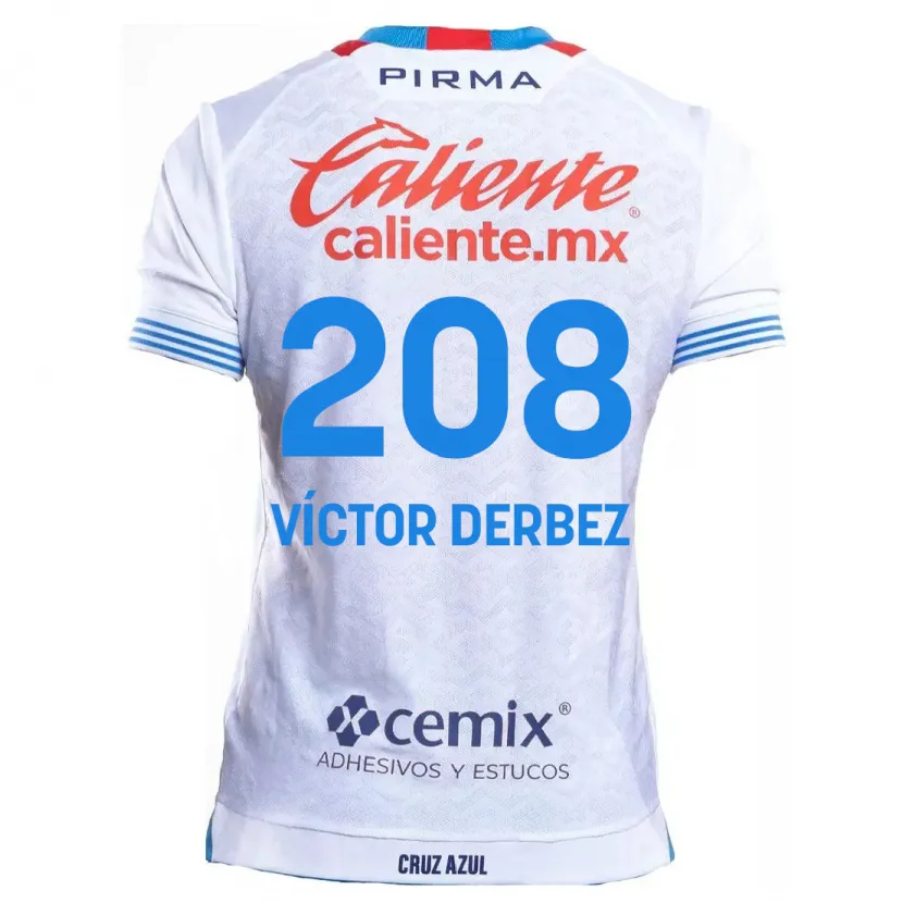Danxen Mænd Louis Víctor Derbez #208 Hvid Blå Udebane Spillertrøjer 2024/25 Trøje T-Shirt