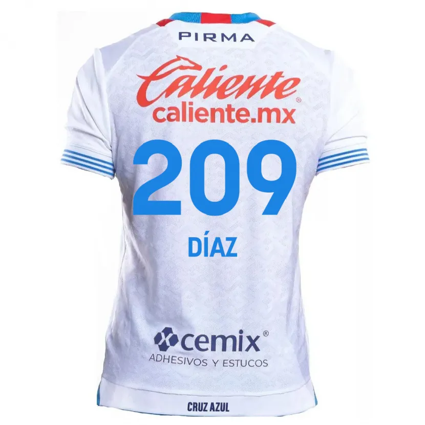 Danxen Mænd Josué Díaz #209 Hvid Blå Udebane Spillertrøjer 2024/25 Trøje T-Shirt