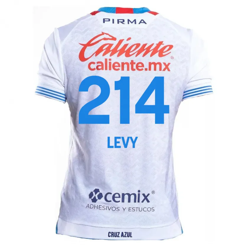 Danxen Mænd Mateo Levy #214 Hvid Blå Udebane Spillertrøjer 2024/25 Trøje T-Shirt