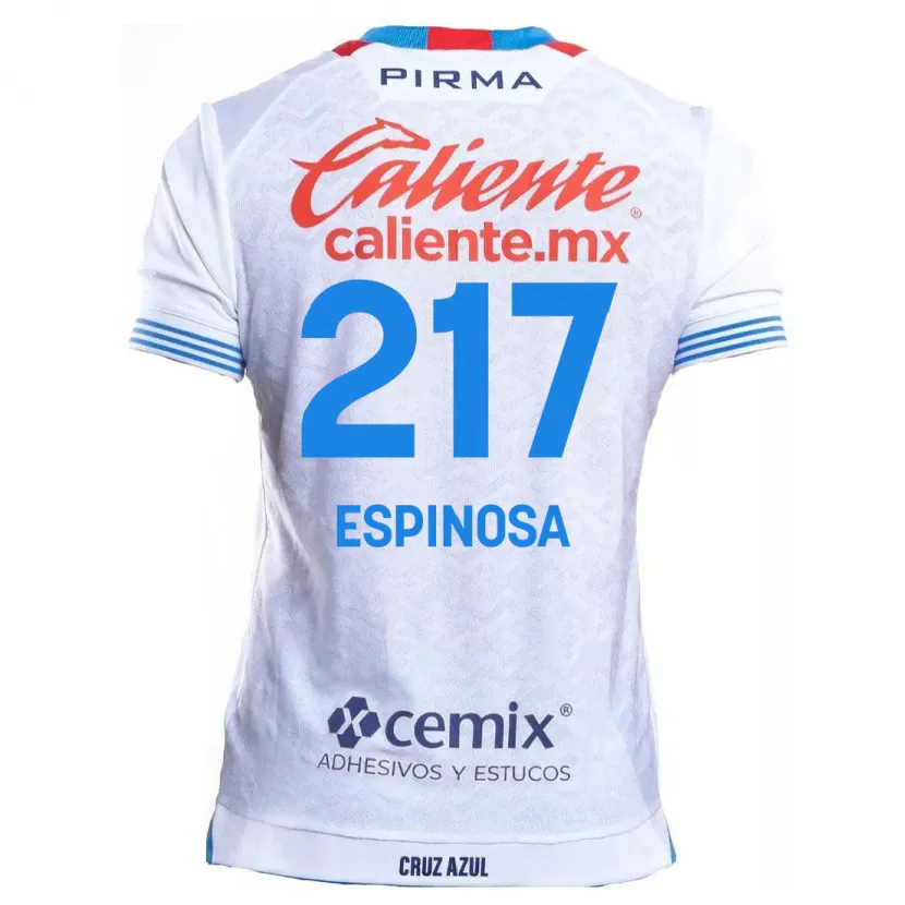 Danxen Mænd Samuel Espinosa #217 Hvid Blå Udebane Spillertrøjer 2024/25 Trøje T-Shirt