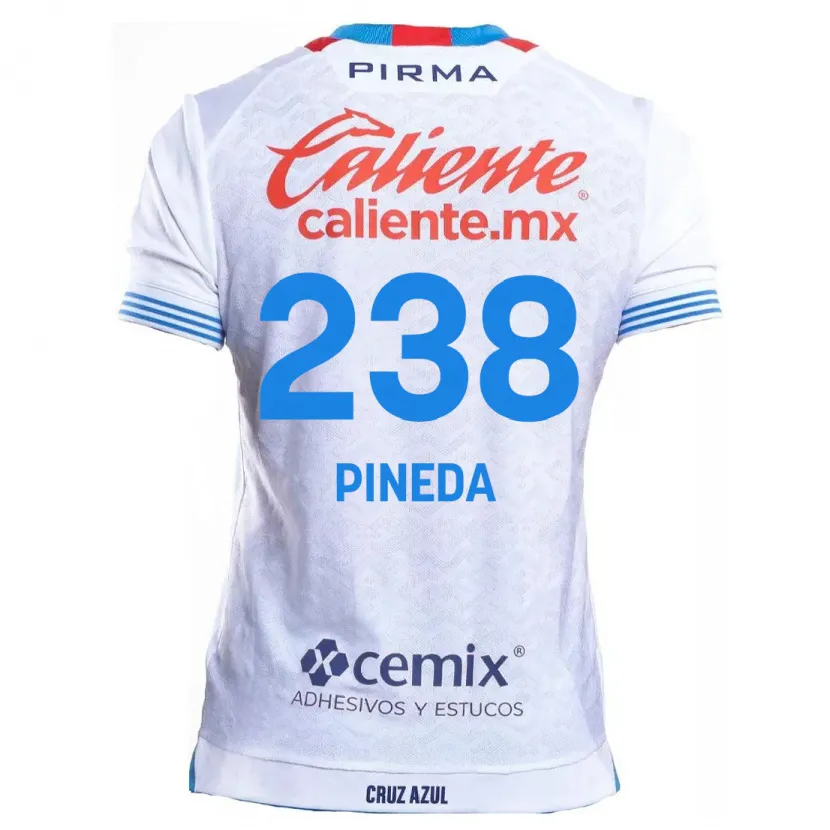Danxen Mænd Zadiel Pineda #238 Hvid Blå Udebane Spillertrøjer 2024/25 Trøje T-Shirt