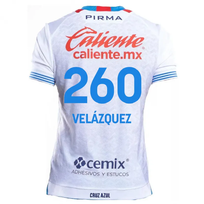 Danxen Mænd Víctor Velázquez #260 Hvid Blå Udebane Spillertrøjer 2024/25 Trøje T-Shirt