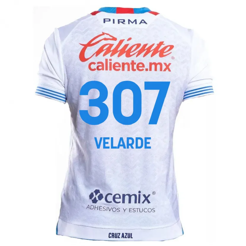 Danxen Mænd Juan Velarde #307 Hvid Blå Udebane Spillertrøjer 2024/25 Trøje T-Shirt