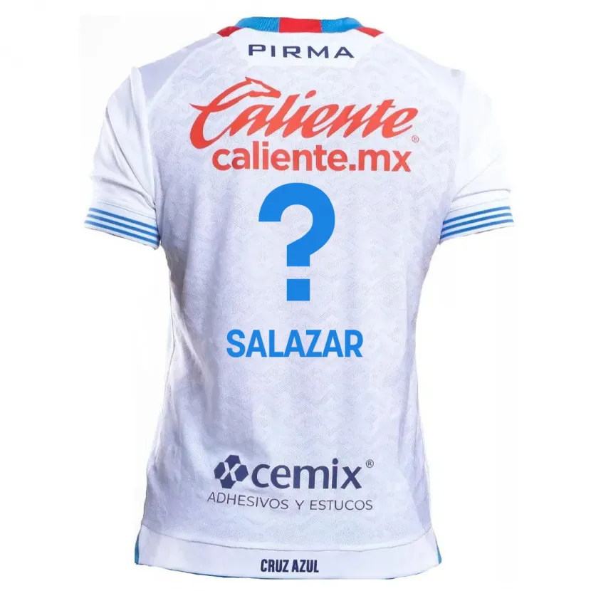Danxen Mænd Fernando Salazar #0 Hvid Blå Udebane Spillertrøjer 2024/25 Trøje T-Shirt