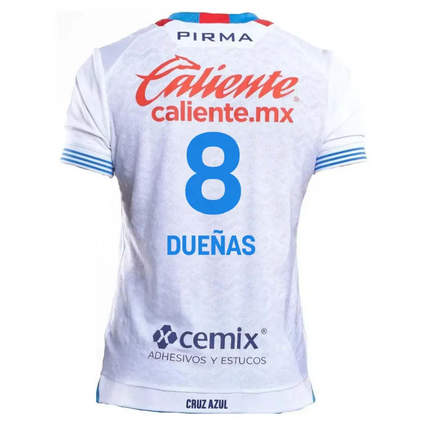 Danxen Mænd Jesús Dueñas #8 Hvid Blå Udebane Spillertrøjer 2024/25 Trøje T-Shirt