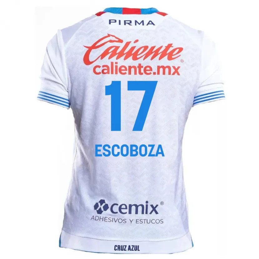 Danxen Mænd Alonso Escoboza #17 Hvid Blå Udebane Spillertrøjer 2024/25 Trøje T-Shirt