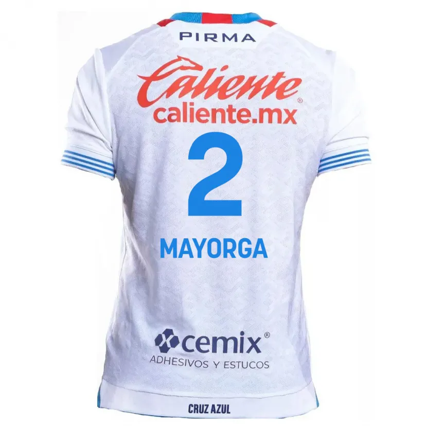 Danxen Mænd Alejandro Mayorga #2 Hvid Blå Udebane Spillertrøjer 2024/25 Trøje T-Shirt