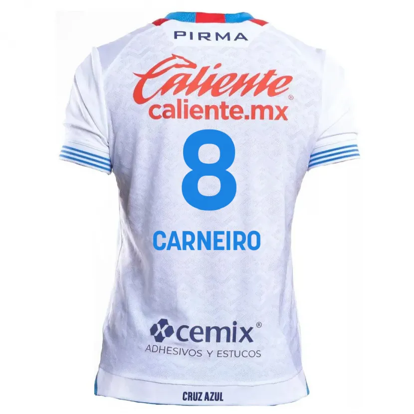 Danxen Mænd Gonzalo Carneiro #8 Hvid Blå Udebane Spillertrøjer 2024/25 Trøje T-Shirt