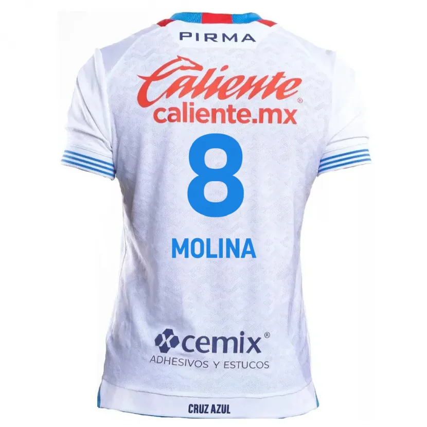 Danxen Mænd Dalia Molina #8 Hvid Blå Udebane Spillertrøjer 2024/25 Trøje T-Shirt