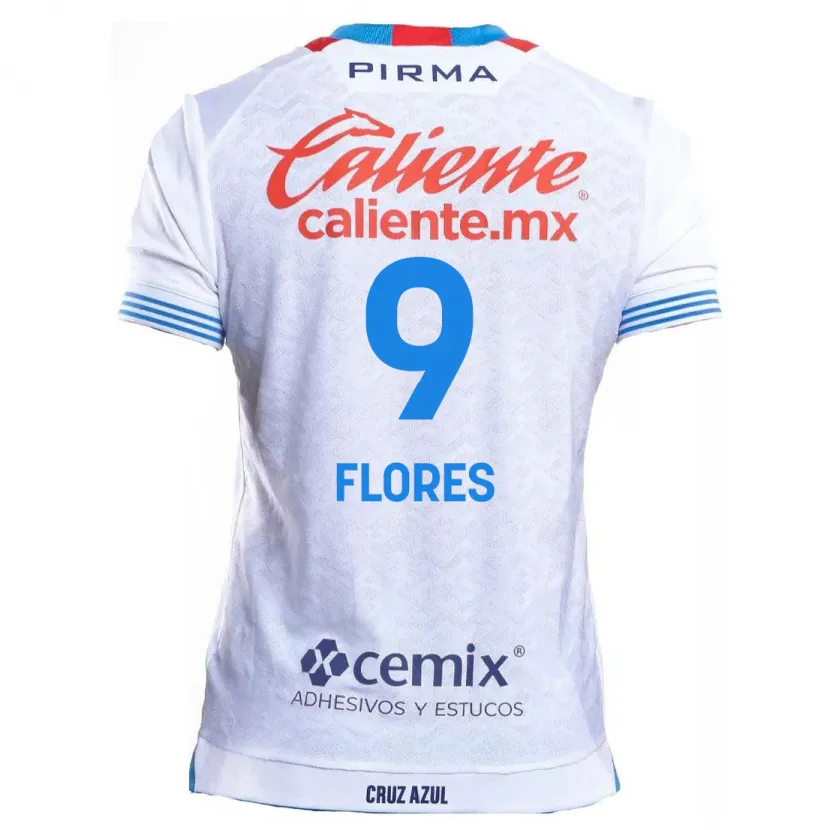 Danxen Mænd Daniela Flores #9 Hvid Blå Udebane Spillertrøjer 2024/25 Trøje T-Shirt
