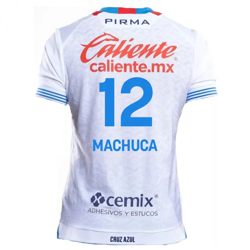 Danxen Mænd Gabriela Machuca #12 Hvid Blå Udebane Spillertrøjer 2024/25 Trøje T-Shirt