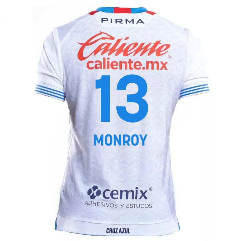 Danxen Mænd Daniela Monroy #13 Hvid Blå Udebane Spillertrøjer 2024/25 Trøje T-Shirt