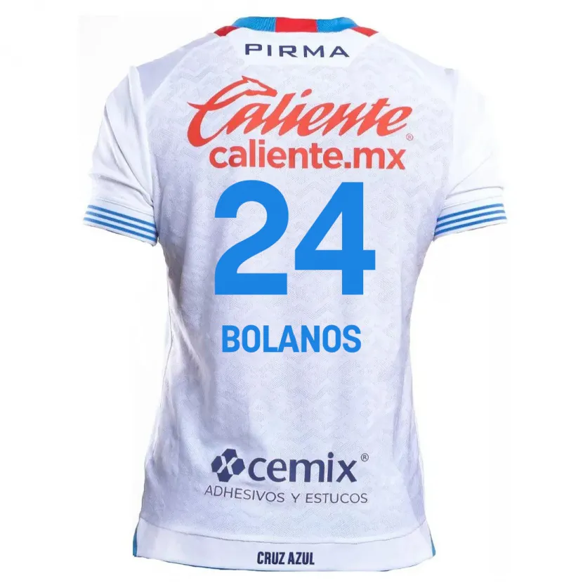 Danxen Mænd Jatziry Bolanos #24 Hvid Blå Udebane Spillertrøjer 2024/25 Trøje T-Shirt