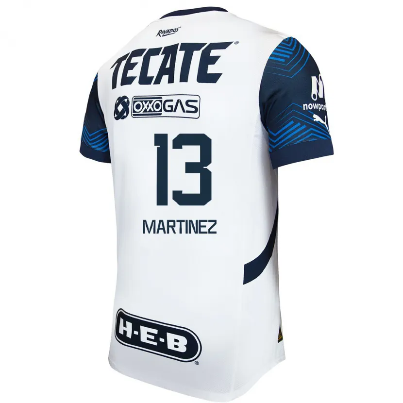 Danxen Mænd Jaziel Martínez #13 Hvid Blå Udebane Spillertrøjer 2024/25 Trøje T-Shirt