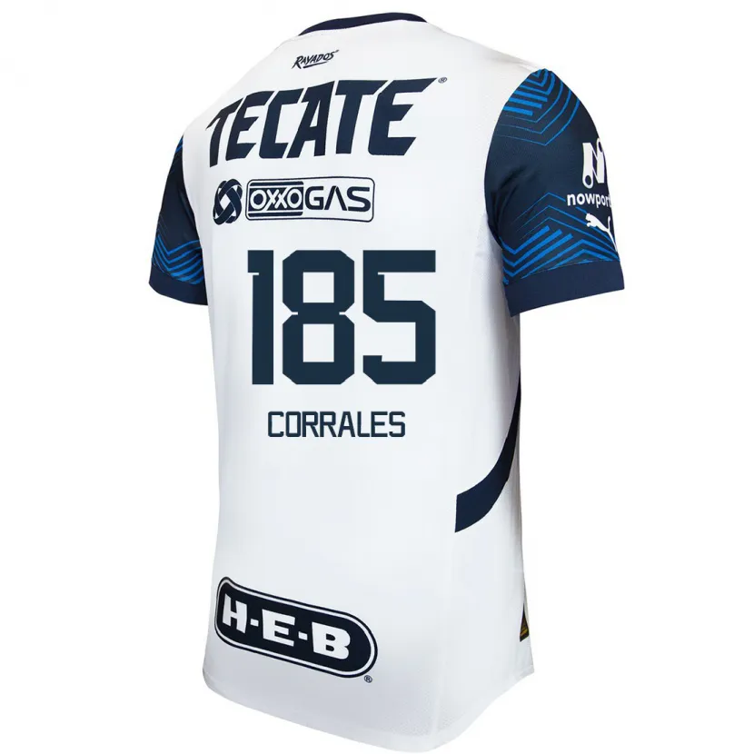 Danxen Mænd Ángel Corrales #185 Hvid Blå Udebane Spillertrøjer 2024/25 Trøje T-Shirt