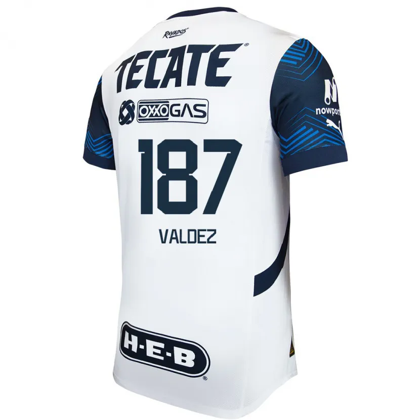 Danxen Mænd Érick Valdez #187 Hvid Blå Udebane Spillertrøjer 2024/25 Trøje T-Shirt